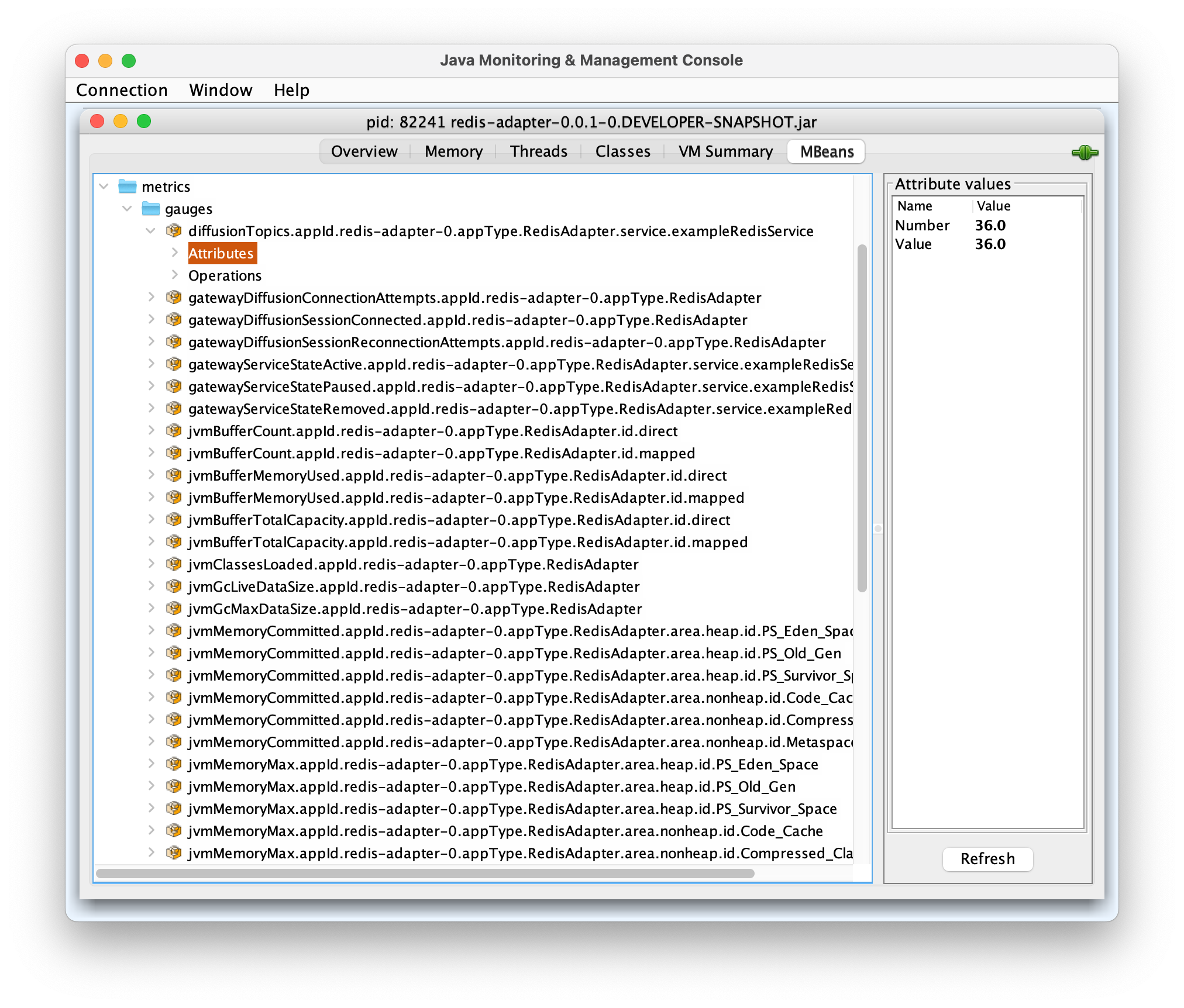 redis adapter jmx metrics