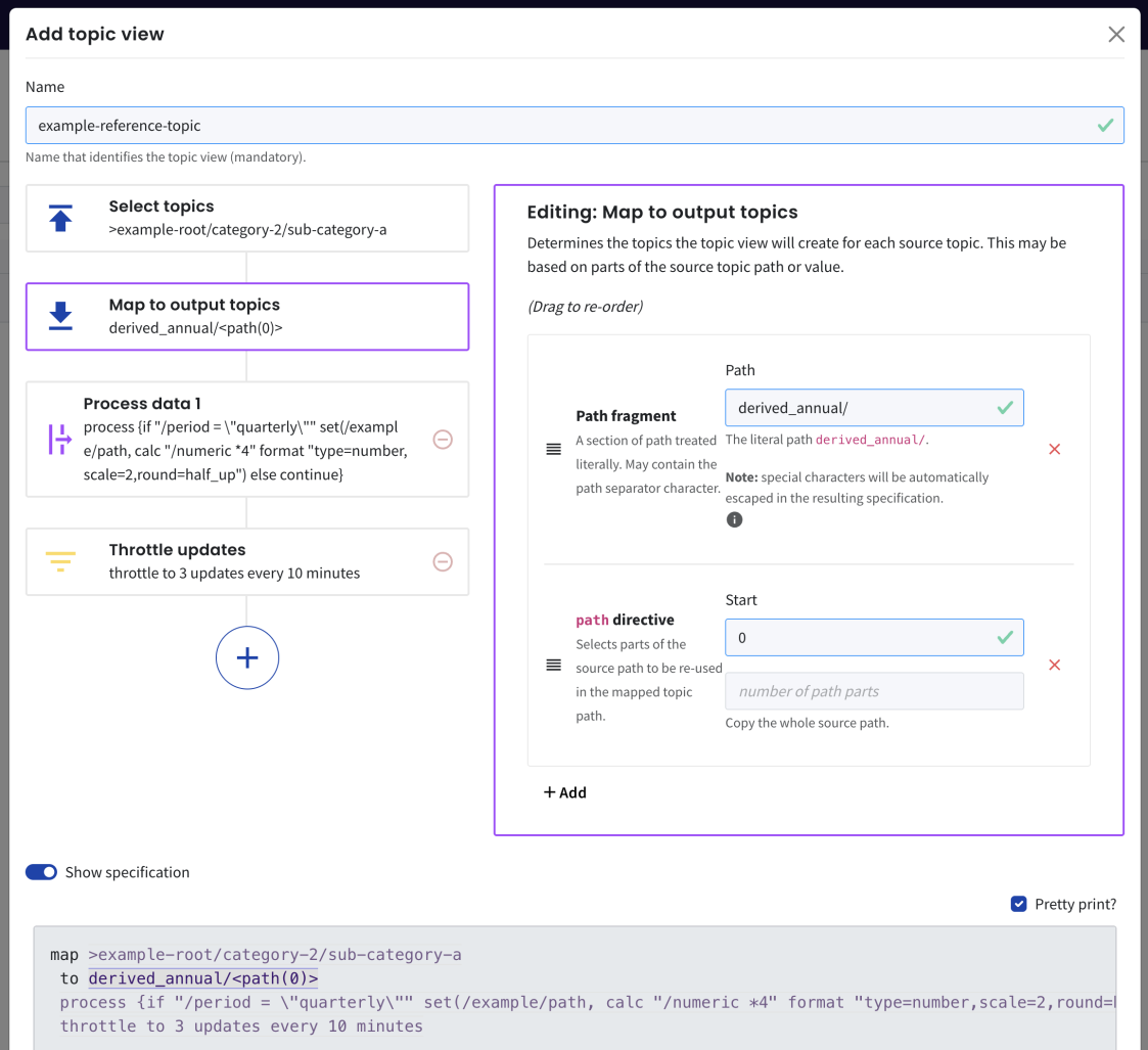 Illustration of a very simple topic tree in Diffusion Server, showing a hierarchy of of topics